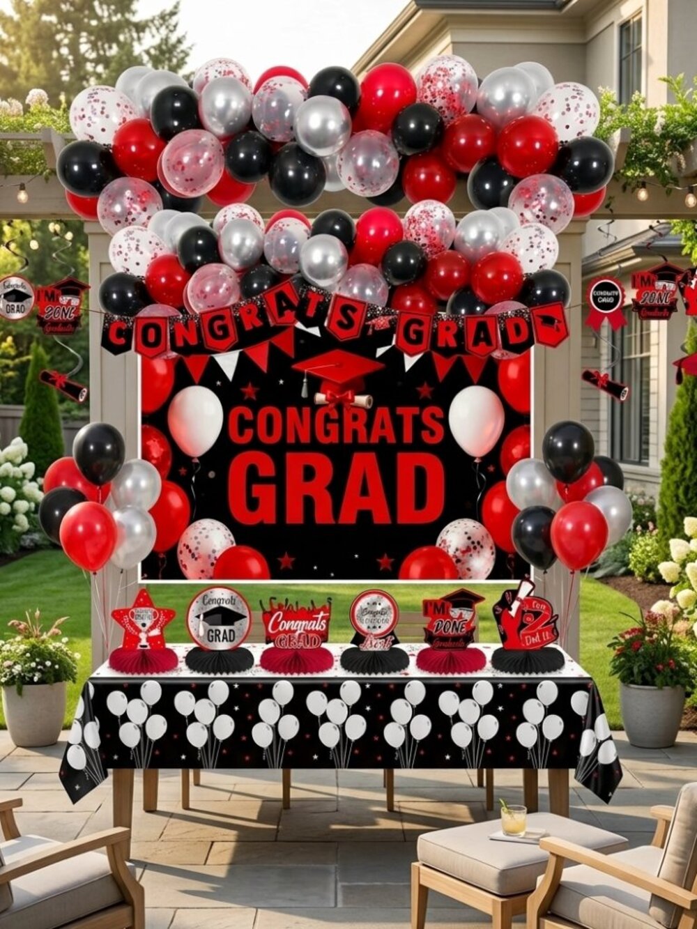 Graduation Decoration Red and Black Set